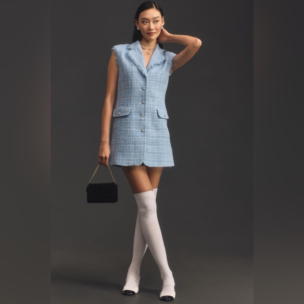 💙 NWOT! Anthropologie Maeve Tweed Mini Dress - Picture 2 of 14